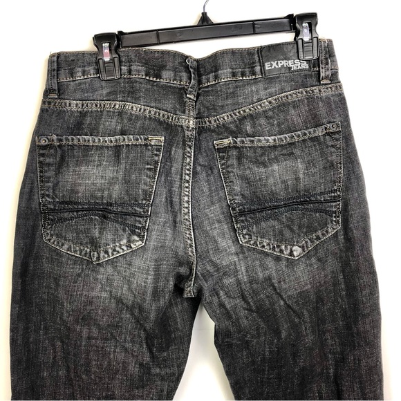 Express Mens Gray Slim Low Rise Bootcut Rocco Jeans 32x34 - Picture 5 of 6